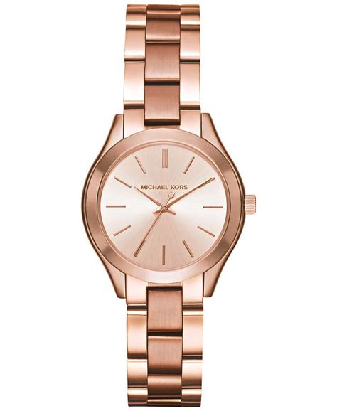 michael kors petite runway rose gold tone watch